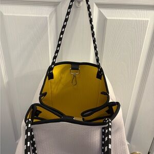 Stylish White and Yellow Tote Bag